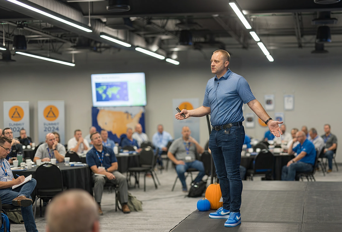 Signal franchise owner presenting to a roomful of owners at Leadership Summit